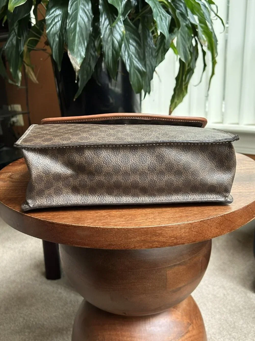 CELINE Macadam Two Way Satchel, Shoulder Bag, Brown